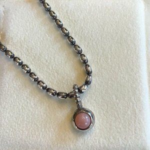 Silver Pandora pendant with pink gemstone